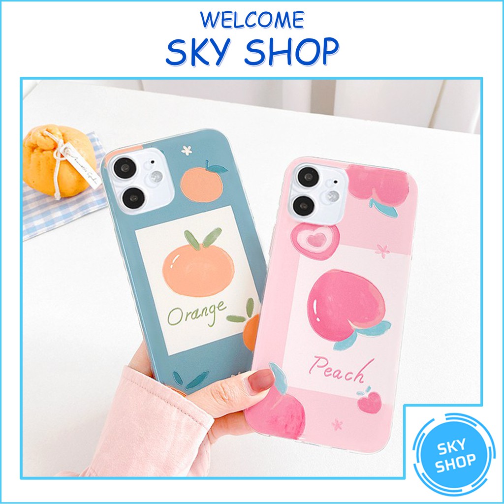 Ốp lưng iphone Cam Đào viền trong chống ố 6/6plus/6s/6splus/7/7plus/8/8plus/x/xr/xs/11/12/pro/max/plus/promax