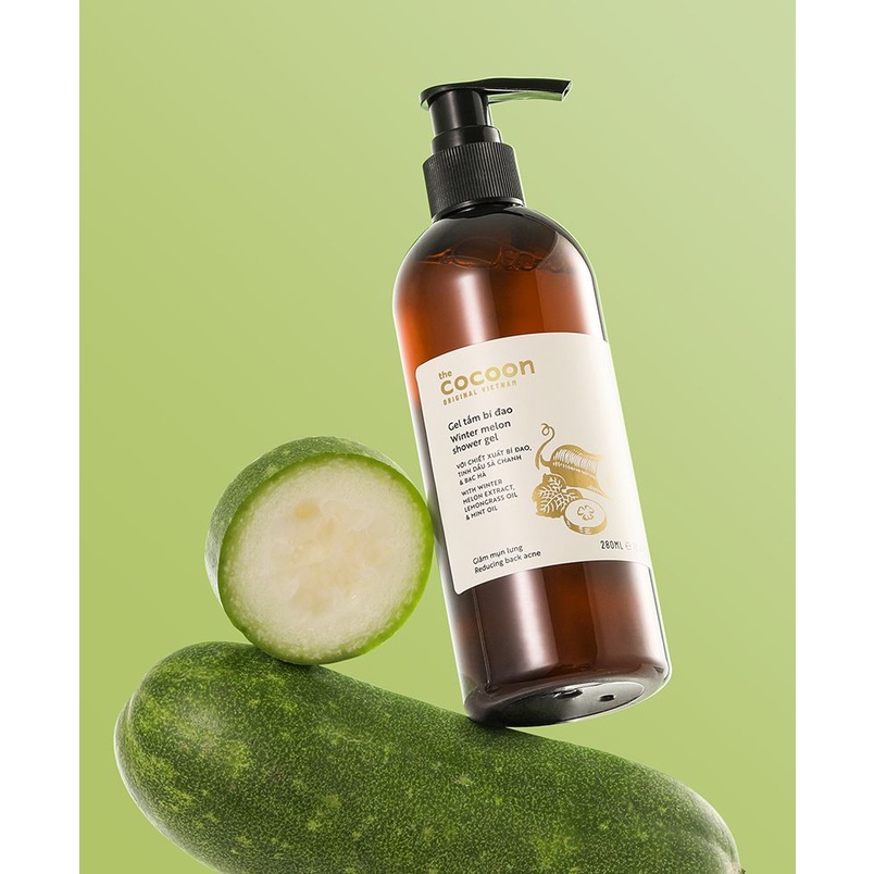 Gel tắm bí đao Cocoon giúp giảm mụn lưng 310ml