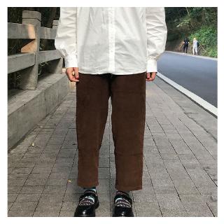 Quần Dài Ống Rộng Lưng Thun Co Giãn Size M-5XL Màu Nâu Phong Cách Retro Nhật Bản Hàn Quốc Dễ Phối Đồ Mùa Thu Đông Dành Cho Học Sinh