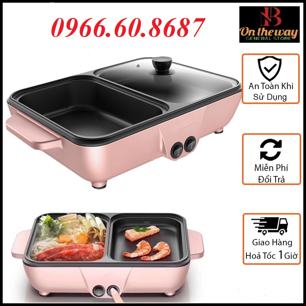 (BinNhimStore) Bếp lẩu-nướng BBQ 2 trong 1 tiện dụng không khói chống dính