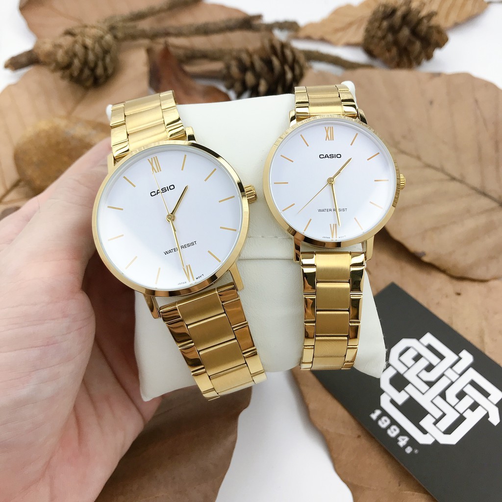 Đồng hồ cặp Casio MTP-VT01G-7B / LTP-VT01G-7B dây thép không gỉ, chống nước, hàng chính hãng