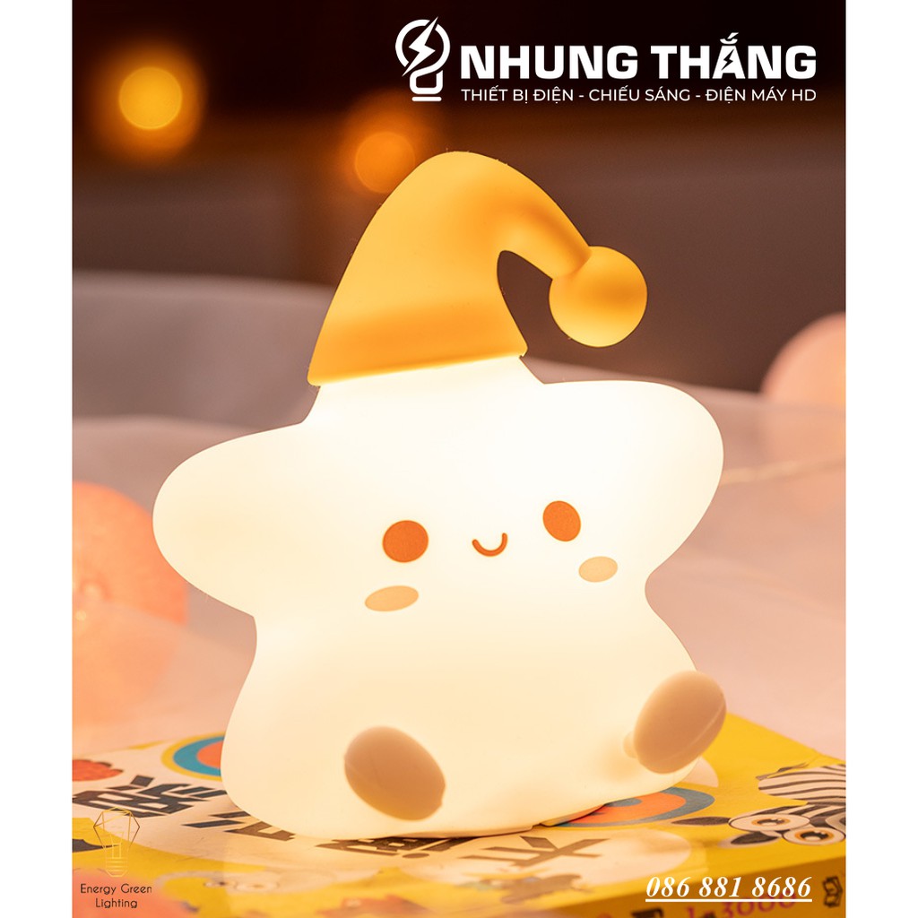 Đèn Ngủ Hình Ngôi sao Siêu Dễ Thương WH-A23 - Thay Đổi Màu Sắc Tùy Thích - Silicon Mềm Mại Siêu Bền-Pin Sạc Tích Điện