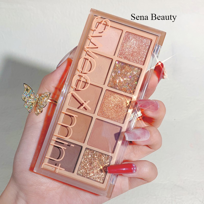 Bảng phấn mắt nhũ lì 10 ô Sweet Mint Chữ T Lệch Sena Beauty | BigBuy360 - bigbuy360.vn