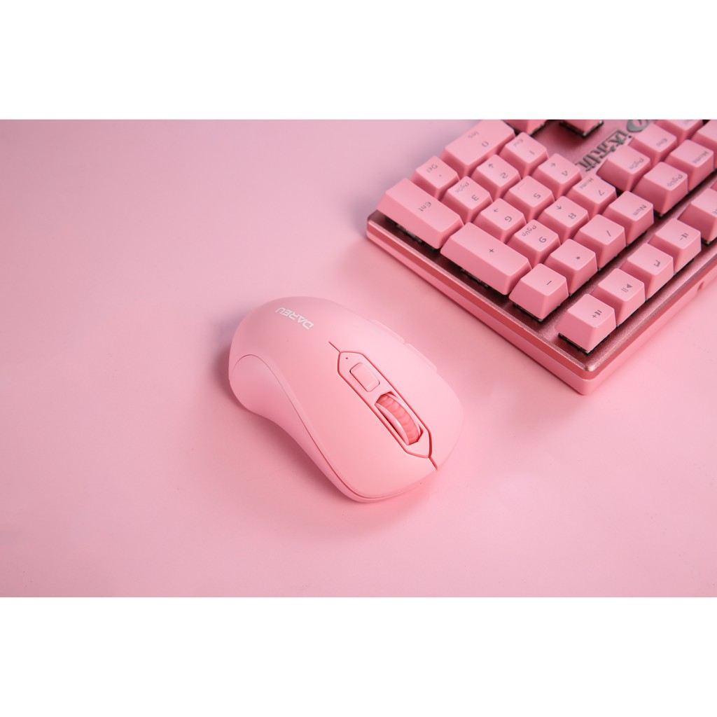 Combo bộ bàn phím chuột không dây màu hồng Dareu kèm Tai nghe gaming hồng Chính Hãng - TẶNG BÀN DI HỒNG 30x80