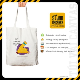 Túi vải Canvas NO DRAMA-TT024 size 35x40cm chất liệu Cotton-khoá kéo-tiện lợi - STORMBREAKER
