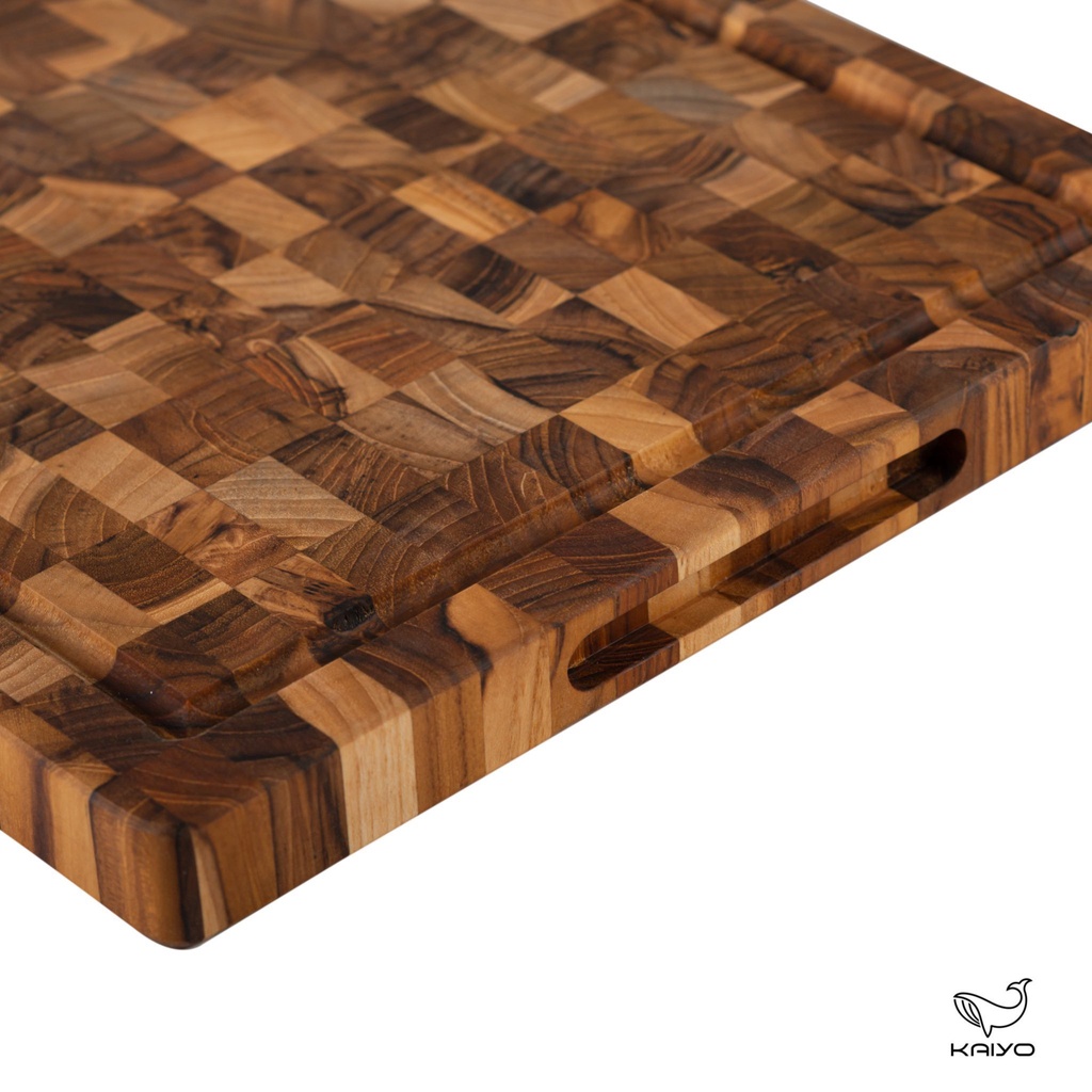 Thớt chặt Gỗ Ngọn Teak Kaiyo (25x35x3.8cm)