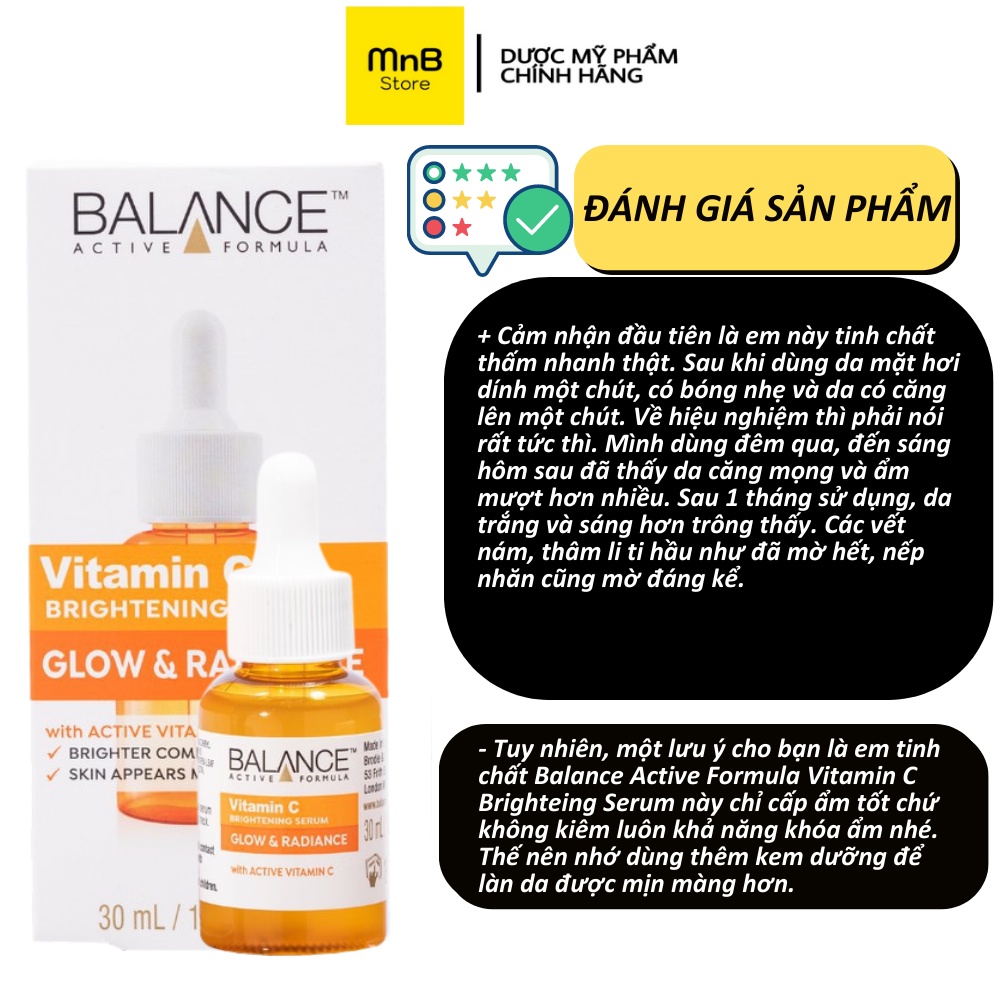 Serum trắng da mờ thâm Balance Active Formula Vitamin C Brightening anh quốc 30ml