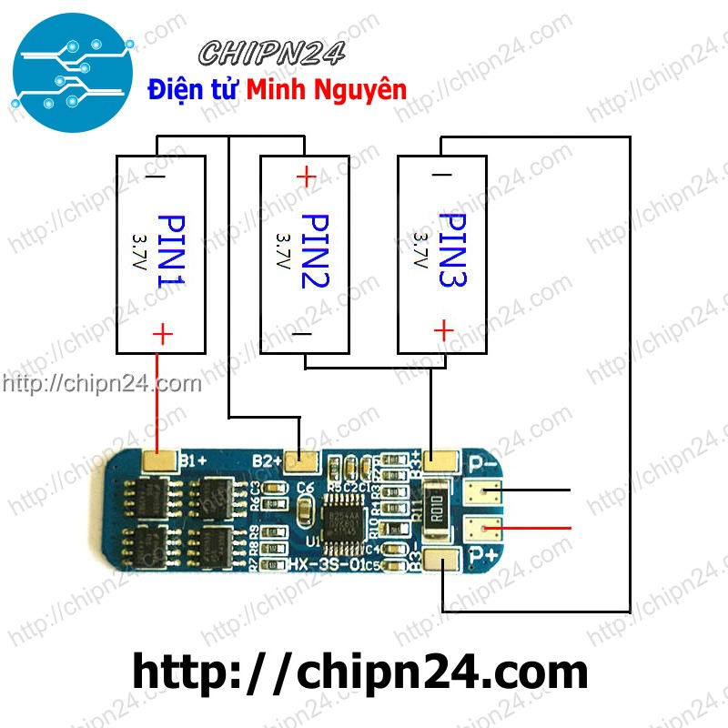 [1 CÁI] Mạch sạc bảo vệ pin 18650 3 cell 10A