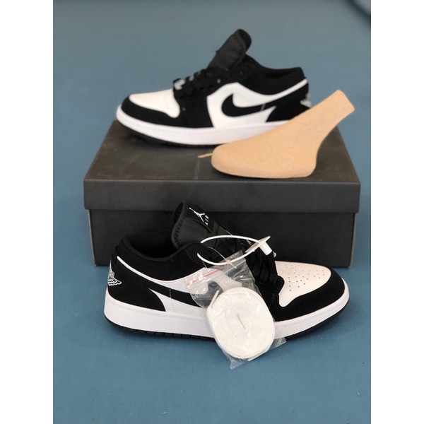 Giày thể thao Jordan 1 đen trắng cổ thấp, Giày JD low panda nam nữ Full Box Bill