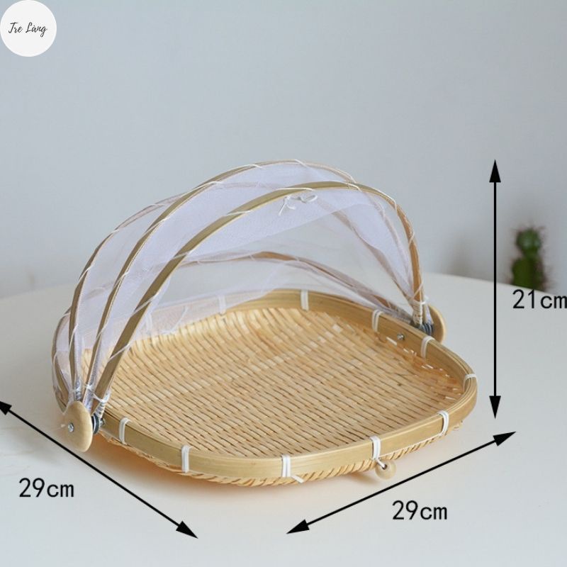 Lồng bàn tre vuông, mẹt lồng bàn gấp gọn decor nhiều Size thân thiện với môi trường