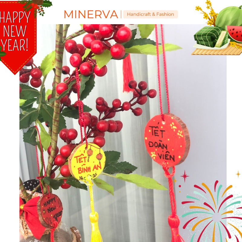 Dây treo tết treo cây mai bằng gỗ trang trí nhà cửa trang trí tết năm mới