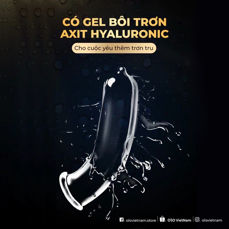 Bao cao su OLO Zero One đen siêu mỏng 0.01mm nhiều gel bôi trơn HA