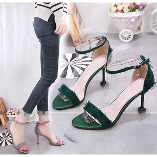 🌺Giày Cao Gót Tua Rua Hở Mũi A143 / Giày Cao Gót Hở Mũi / Giày Cao Gót Xinh Hàn Quốc
