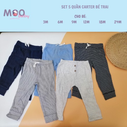 SET 5 quần dài CARTER bé trai - quần bé trai xuất dư xịn size 3 tháng đến 24 tháng