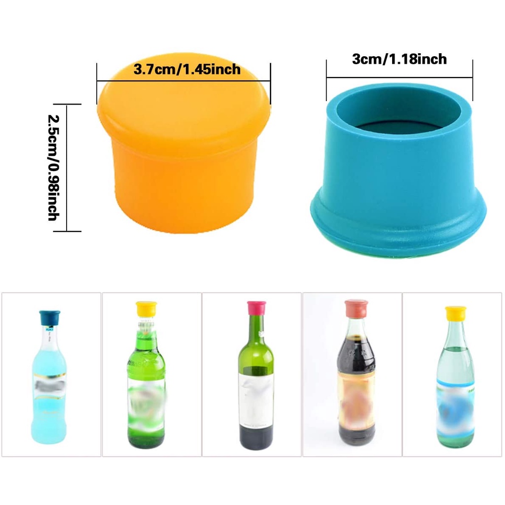 Set 5 nắp đậy chai rượu vang bằng silicone tái sử dụng tiện lợi