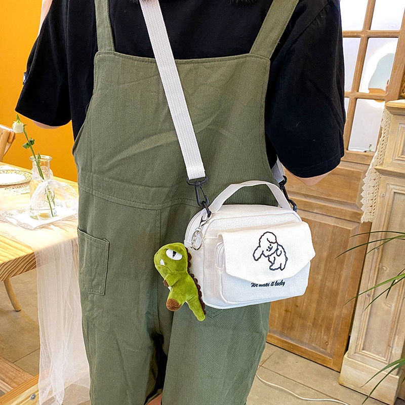 Túi đeo chéo ENVIROSAX vải canvas kiểu vuông nhỏ họa tiết chú chó dễ thương
