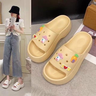 Dép bánh mì cross nữ đế cao IUU, dép sục nữ nam duet hàn quốc kèm Sticker cao 6 CM hot trend 2022