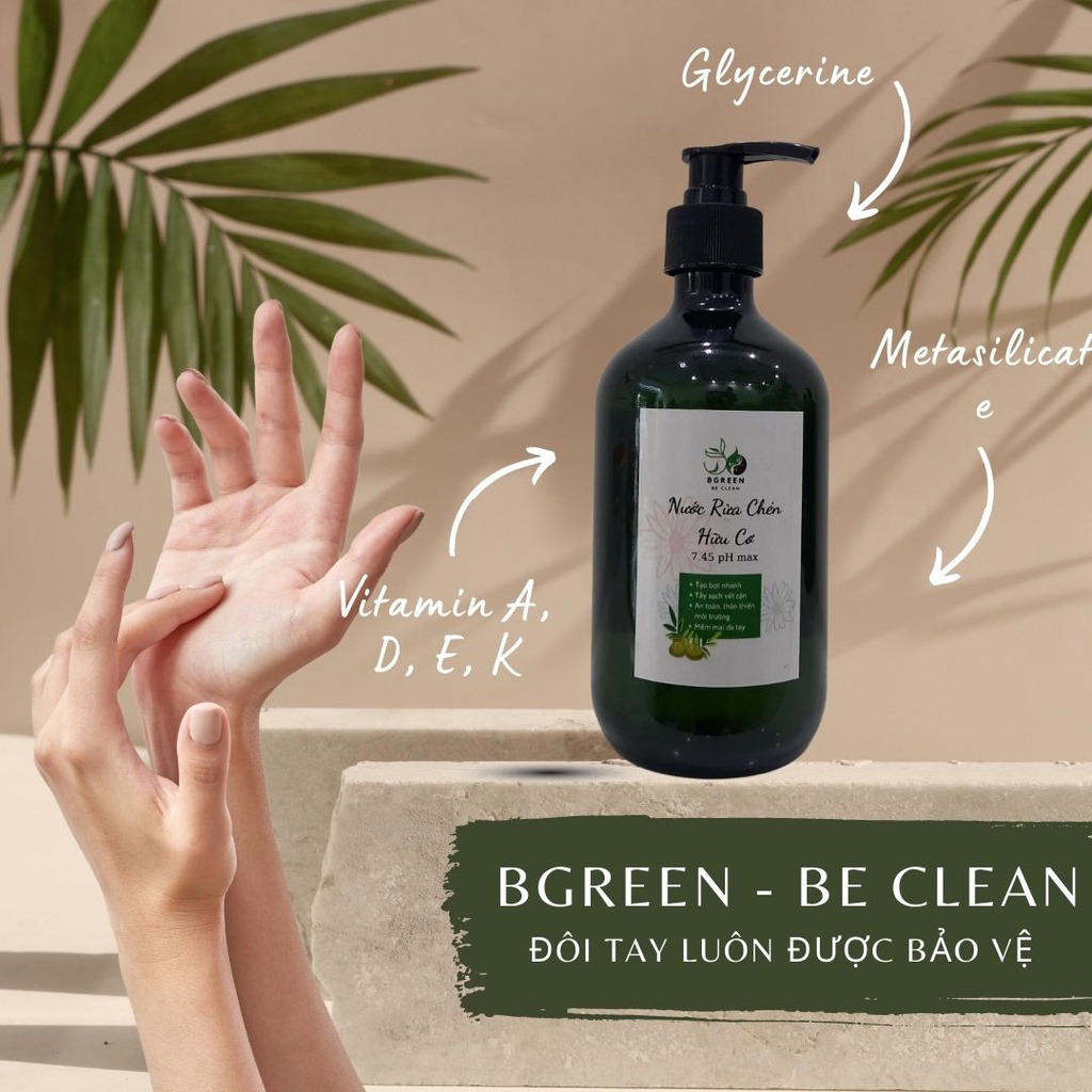 Nước rửa chén hữu cơ BGreen tạo bọt nhiều cân bằng pH mềm mại da tay