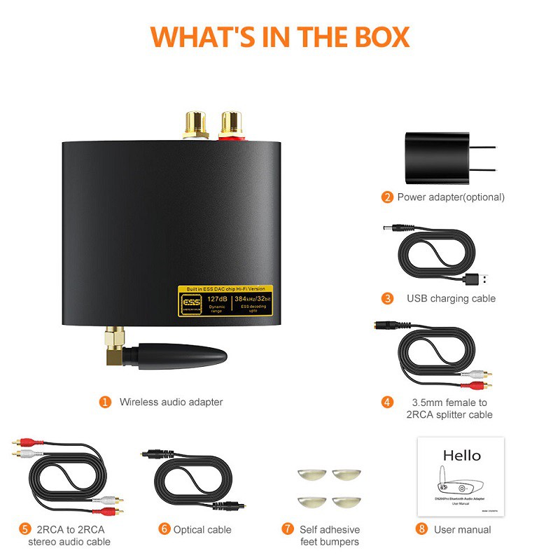 Bộ thu Bluetooth HiFi DS200pro Đầu ra quang  và RCA chuẩn LDAC