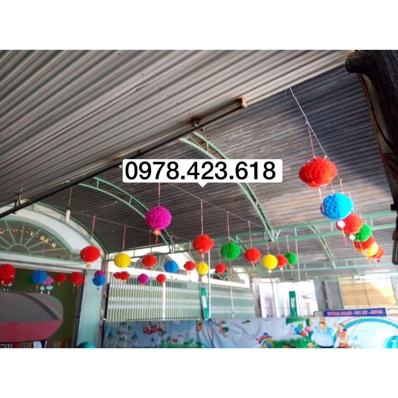 Đèn lồng trang trí ngoài trời 36cm/ 26cm/ 22cm -  cẩm tú cầu nhựa trang trí trường học, mầm non, siêu thị