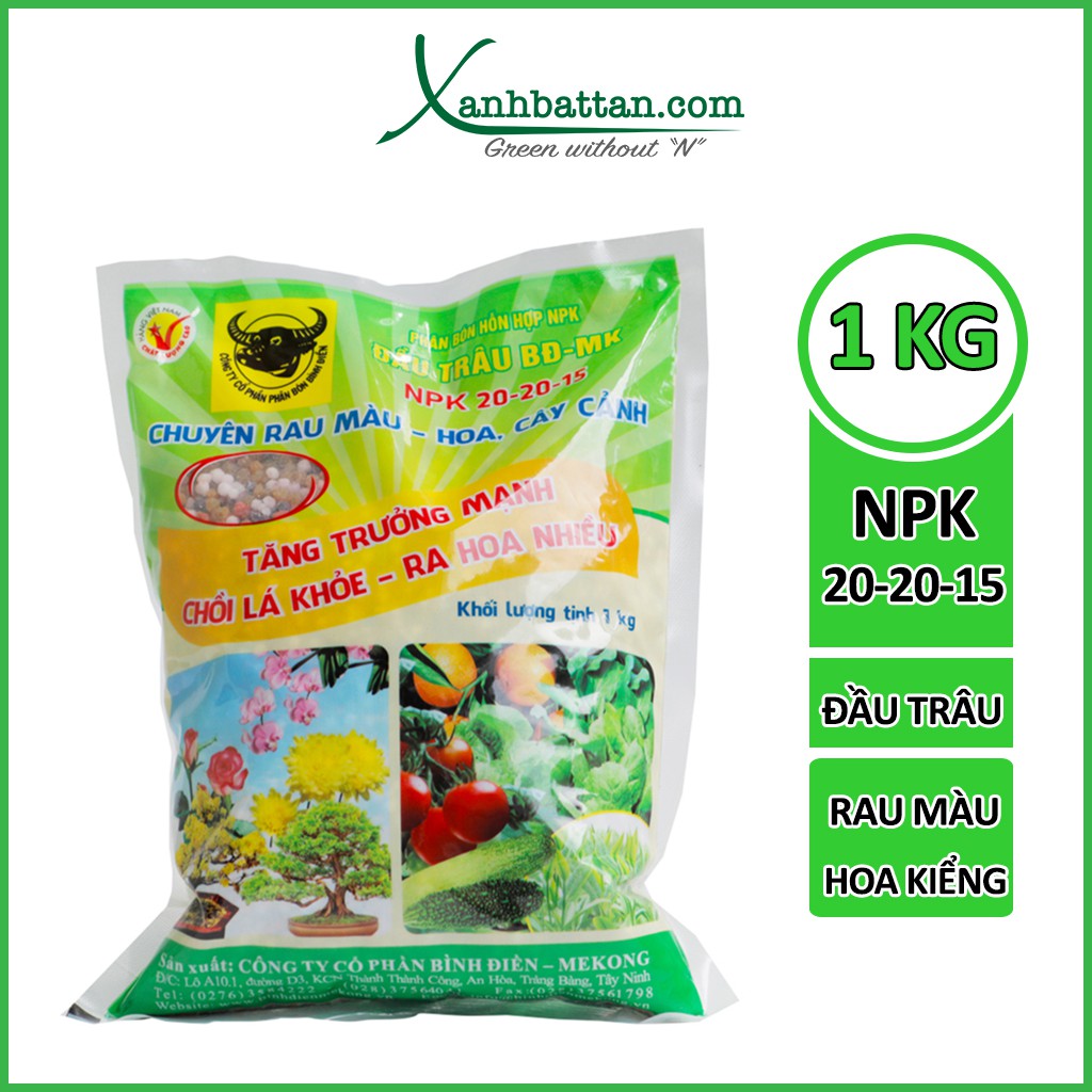 Phân NPK 20-20-15 (NPK 3 Màu) Bình Điền Cho Hoa Kiểng - Rau Màu 1 KG