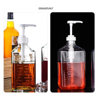 Bình bơm siro nhựa mica dung tích 1600ml kèm vòi pump 1 lần 10ml