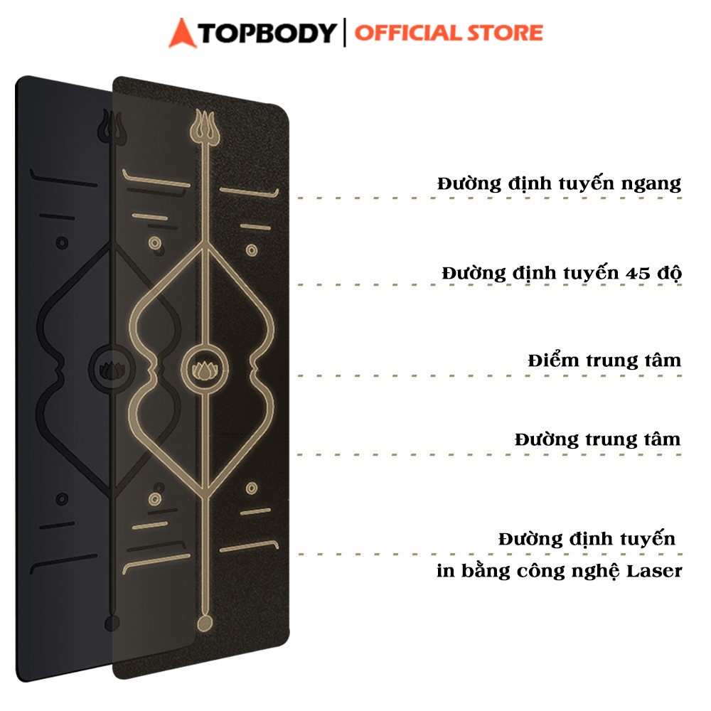 Thảm Tập Yoga PU Cao Su Định Tuyến Cao Cấp, Thấm Hút Mồ Hôi, Chống Trơn Trượt TOPBODY