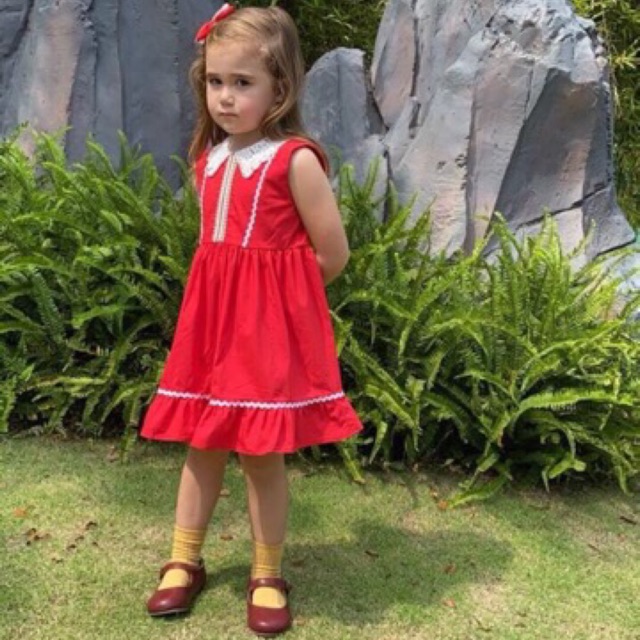 Đầm SN bé gái Oliriver đỏ chuột Minnie