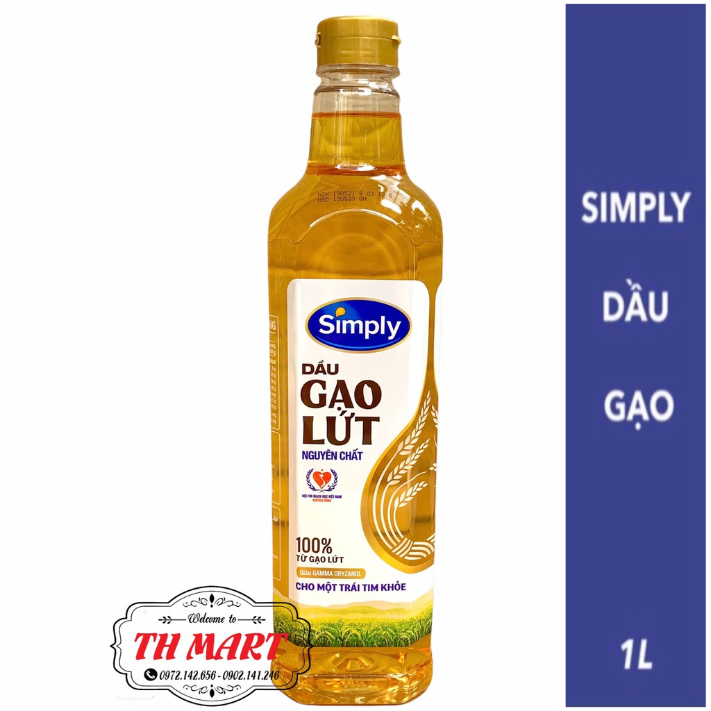 dầu ăn simply đậu nành, gạo cho một trái tim khoẻ ( chai 1L )