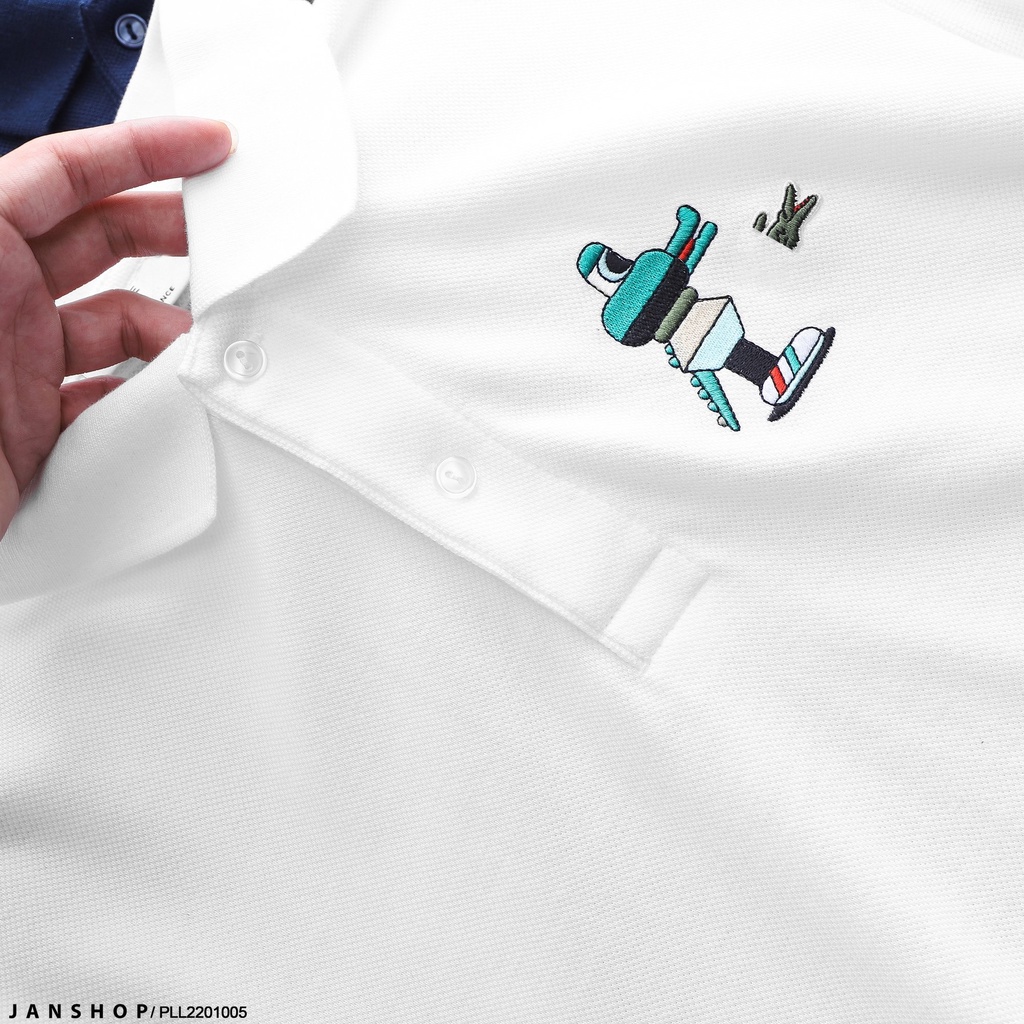 Áo Polo Cá Sấu Với Logo Thêu Cá Sấu Ngoài Hành Tinh Độc Đáo, Tỉ Mỉ Cùng 2 Màu Thanh Lịch