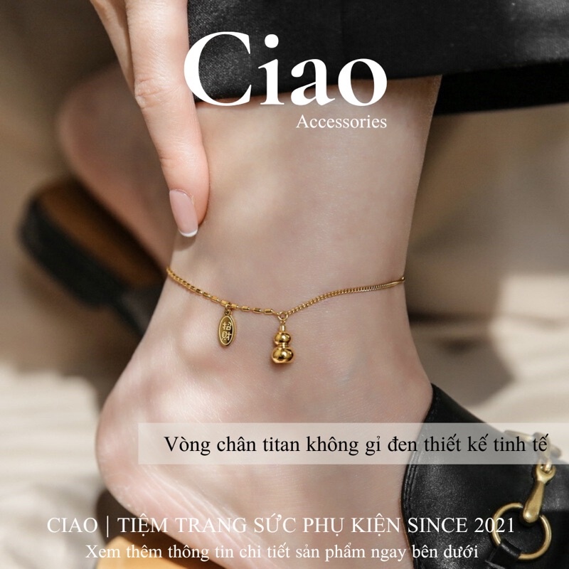 Vòng chân/ Lắc chân titan không gỉ thiết kế đính charm đơn giản Monie Ciao