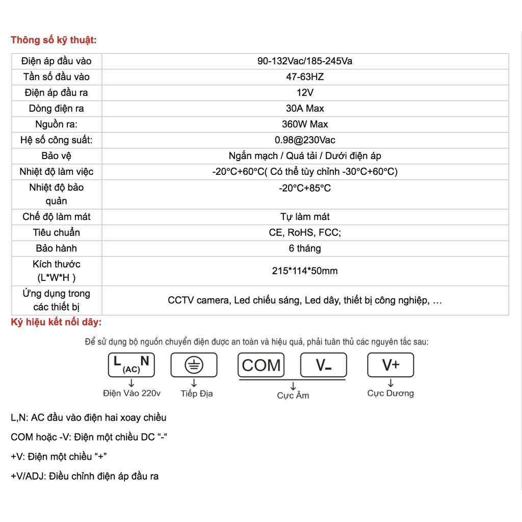 Nguồn tổ ong 12V 40A 480W(quạt) Cũ