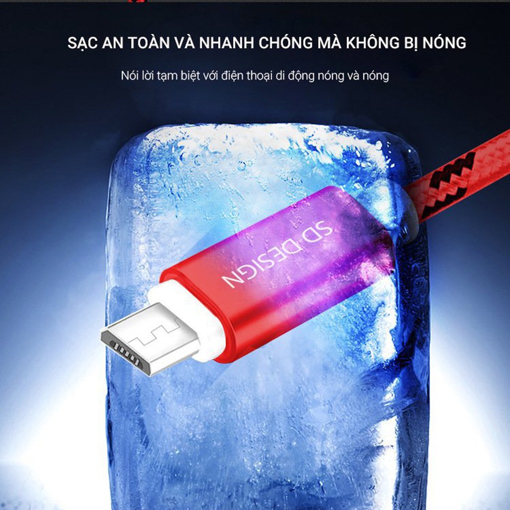 Cáp Sạc Lightning, Micro dây dù chính hãng SD DESIGN L1 sạc ổn định cho các điện thoại iPhone, samsung, oppo, xiaomi..