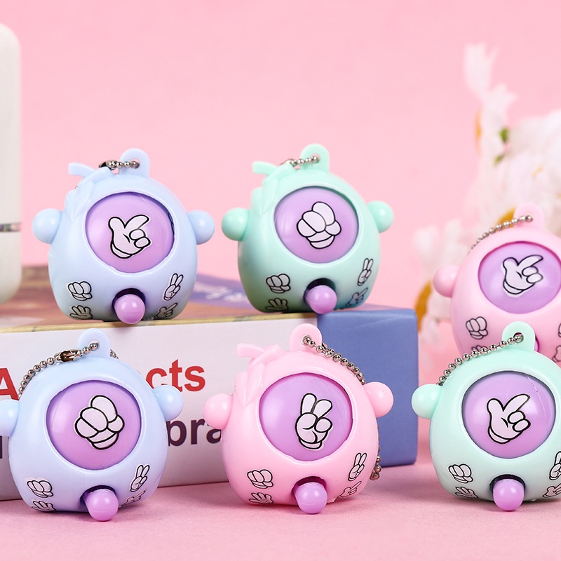 Móc Khóa Hình Tròn Mini In Họa Tiết Hoạt Hình Sáng Tạo