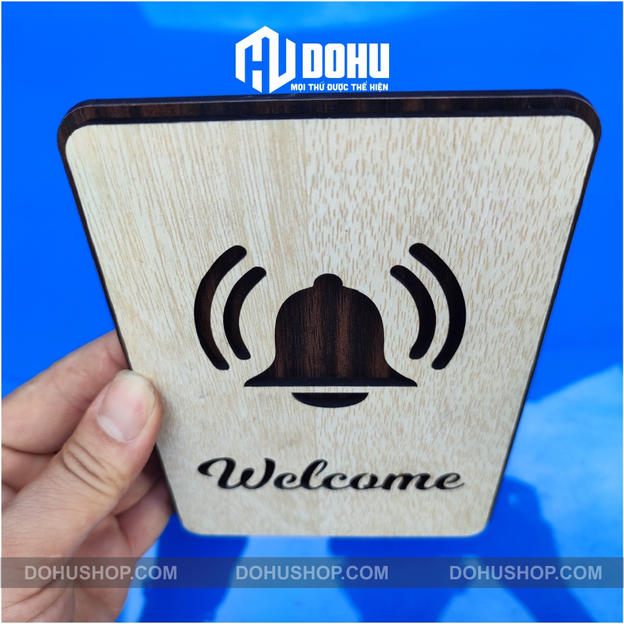 Bảng chuông gắn cửa bằng gỗ decor home