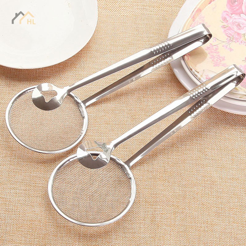 Leader New Steel Food Clip Snack Fryer Strainer BBQ Buffet Serving Tongs Fried Tong Frying Mesh Colander Filter Oil Drainer