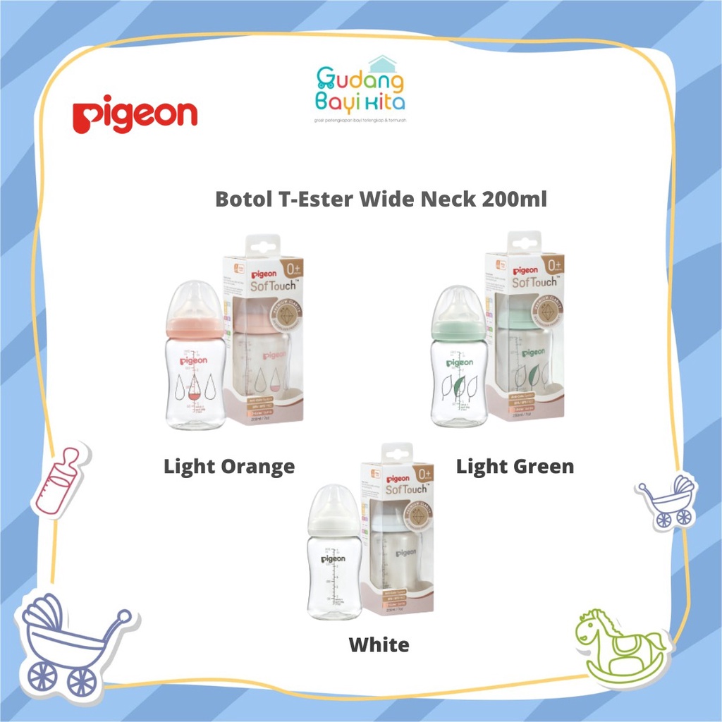 Bình Sữa Pigeon Cổ Rộng 200ml W / P-Plus Chất Lượng Cao