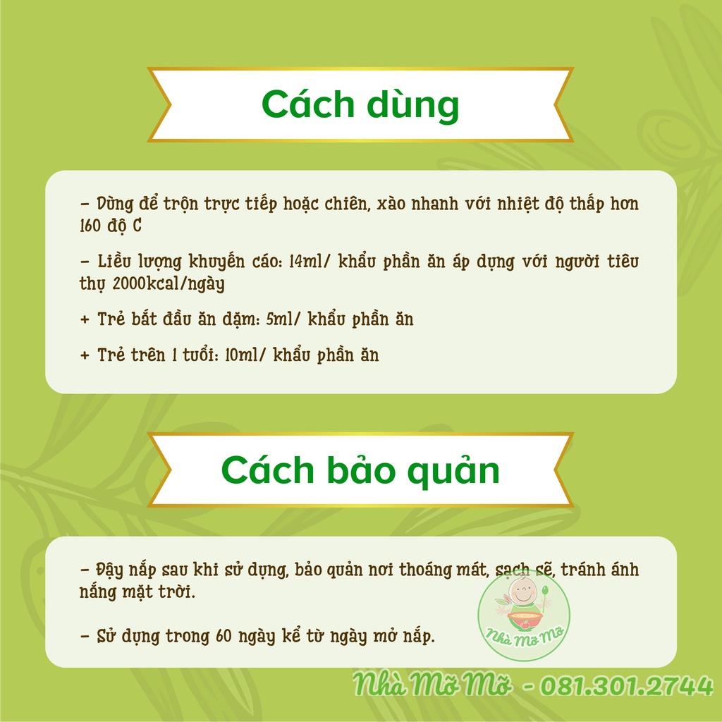 Dầu Olive Ajinomoto Extra Virgin Nhật Bản  Cho bé ăn dặm 70 ml - Nhà Mỡ Mỡ