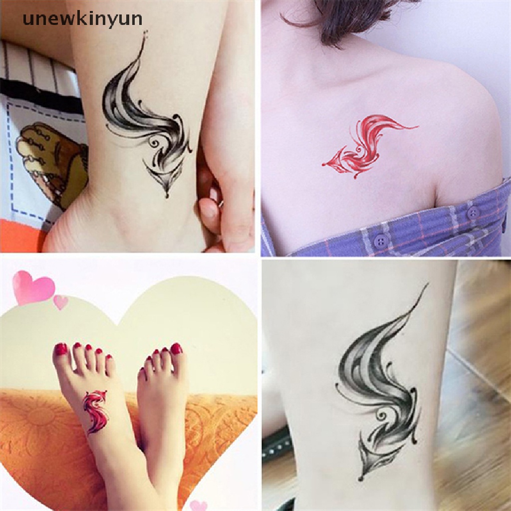 Set 2 Hình Xăm Dán Tạm Thời Chống Nước Hình Cáo Màu Đỏ Đen Dành Cho Nữ