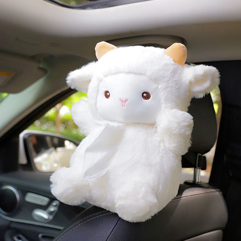 Vỏ Bọc Hộp Đựng Khăn Giấy Gắn Tấm Che Nắng Xe Hơi Hình Búp Bê Bằng Lông Cừu