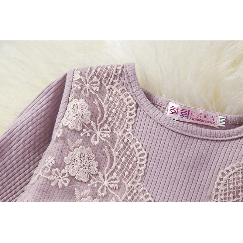 Đầm công chúa vải tuyn phối ren tay dài hợp thời trang cho bé gái