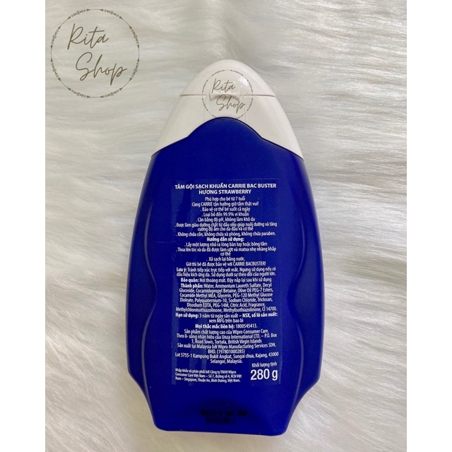 [280g] Sữa tắm gội sạch khuẩn cho bé Carrie Junior hương dâu/ việt quất