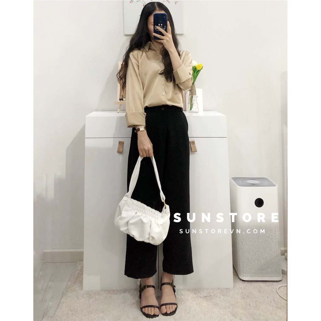 Quần culottes ống suông dáng lửng cạp cao nhiều màu | BigBuy360 - bigbuy360.vn