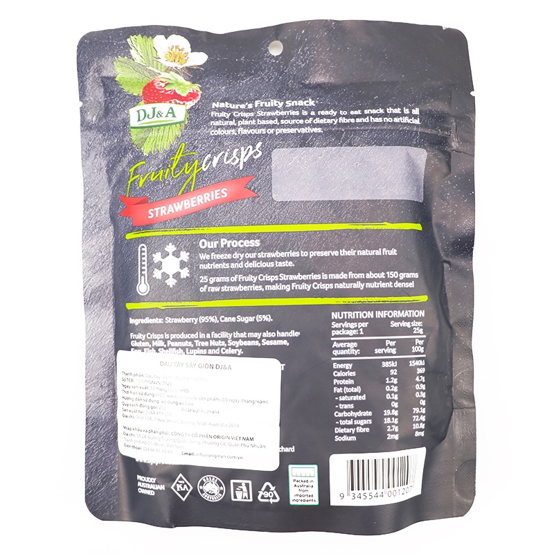 Dâu Tây Sấy Giòn DJ&amp;A -25g