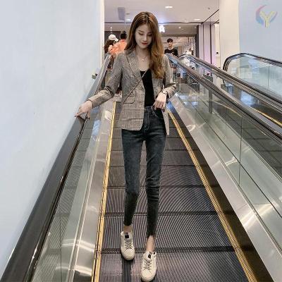 Áo Khoác Vest Kẻ Sọc Caro Phong Cách Hàn Quốc Thanh Lịch Cho Phụ Nữ