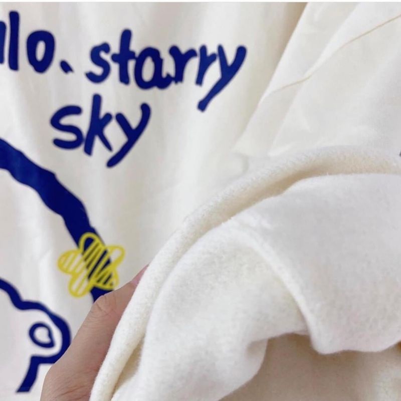 Áo Nỉ Sweater Gấu Hello Form Rộng Tay Bồng Unisex ( video + ảnh thật)