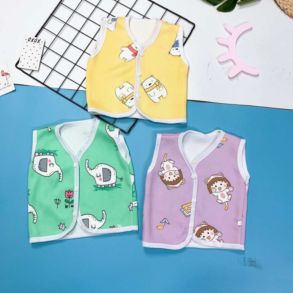 Áo gile nỉ lót lông  giữ ấm cho bé cao cấp mẫu mới 2021 cho bé trai/gái Size 3-13kg