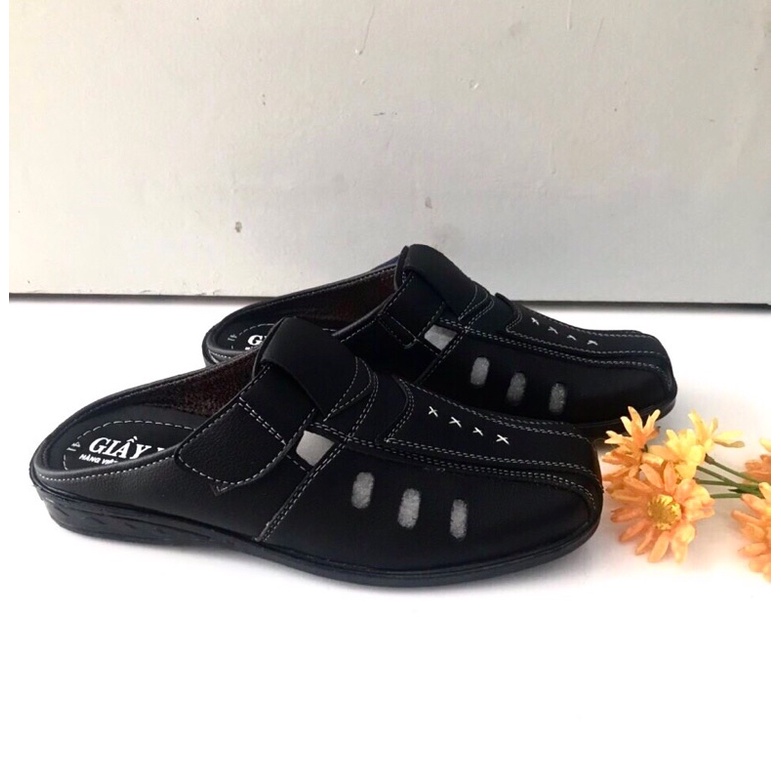 Giày sapo nam mẫu mới_da mềm_kiểu dáng đẹp_màu đen_có lổ thoáng mát