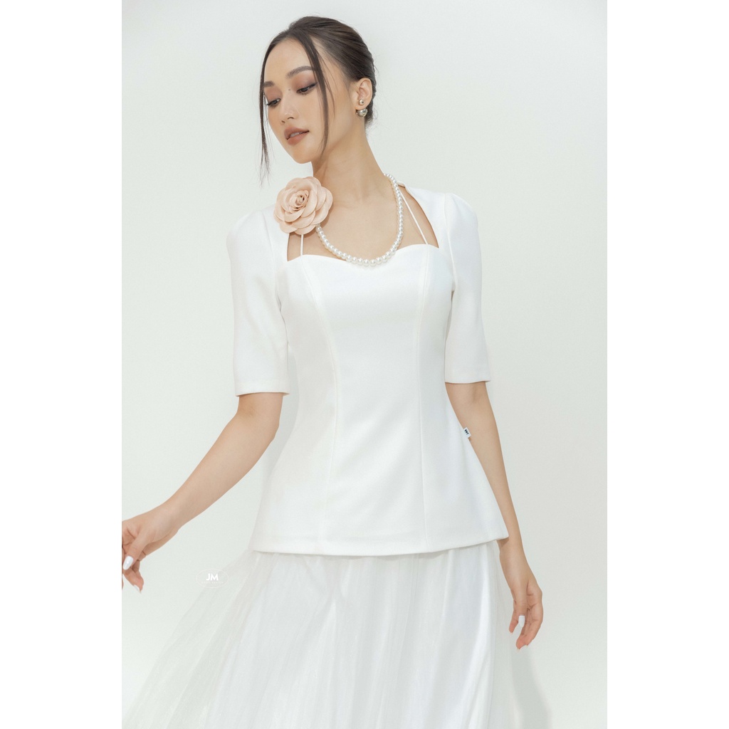 Áo Tay Phồng JM Dress Desgin Cổ Vuông Cố Định Dây 2T06.2112PES