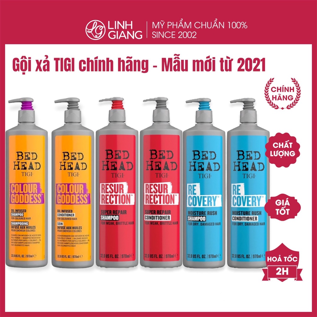 Cặp dầu gội dầu xả Tigi Bed Head Shampoo & Conditioner Tigi đỏ phục hồi hư tổn Linh Giang chính hãng